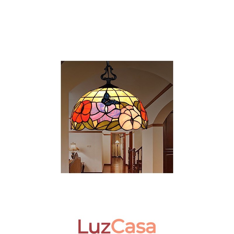 Lustre de vidro colorido de artes criativas rurais que restaura a luz da lâmpada de maneiras antigas