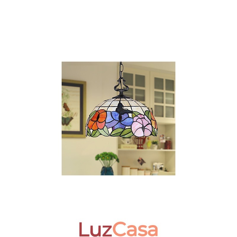 Lustre de vidro colorido de artes criativas rurais que restaura a luz da lâmpada de maneiras antigas