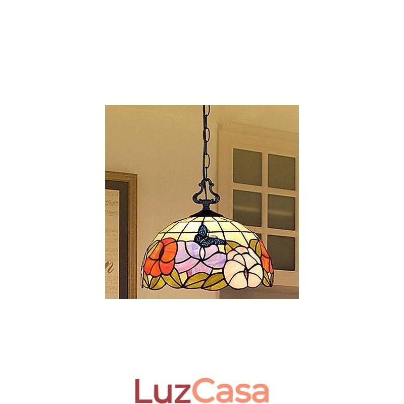 Lustre de vidro colorido de artes criativas rurais que restaura a luz da lâmpada de maneiras antigas