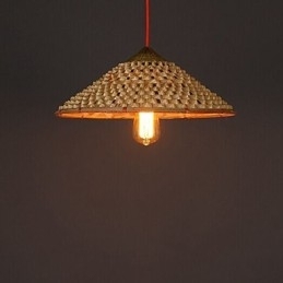 Lustre de bambu de palha de fazenda vintage Lustre Lustre Lustre
