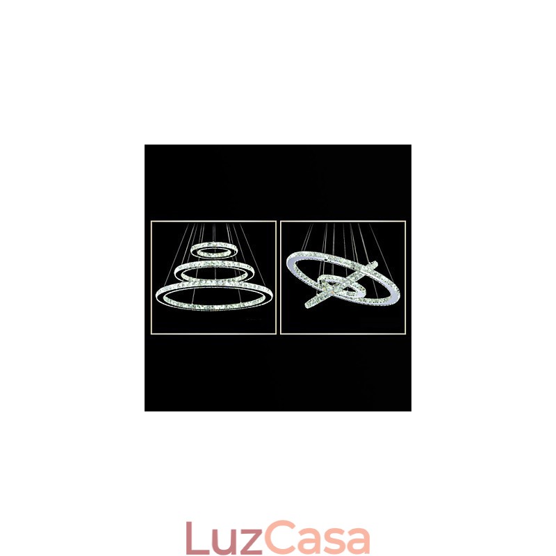 Luminária pendente de cristal regulável, lustre circular moderno, lâmpadas de iluminação, luminárias de teto redondas brancas frias com controle remoto