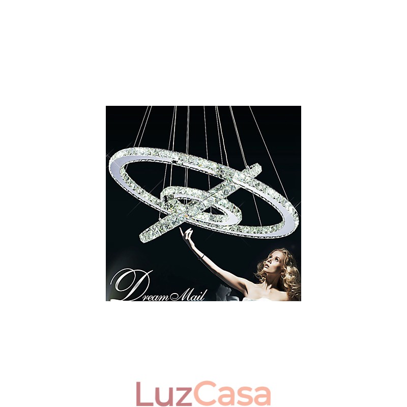Luminária pendente de cristal regulável, lustre circular moderno, lâmpadas de iluminação, luminárias de teto redondas brancas frias com controle remoto