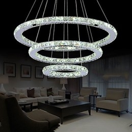 Luminária pendente de cristal regulável, lustre circular moderno, lâmpadas de iluminação, luminárias de teto redondas brancas frias com controle remoto