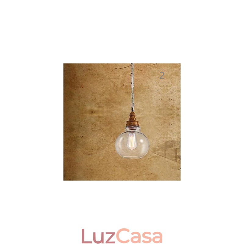 Lâmpadas e lanternas de iluminação de café com gota de cristal de grão de madeira