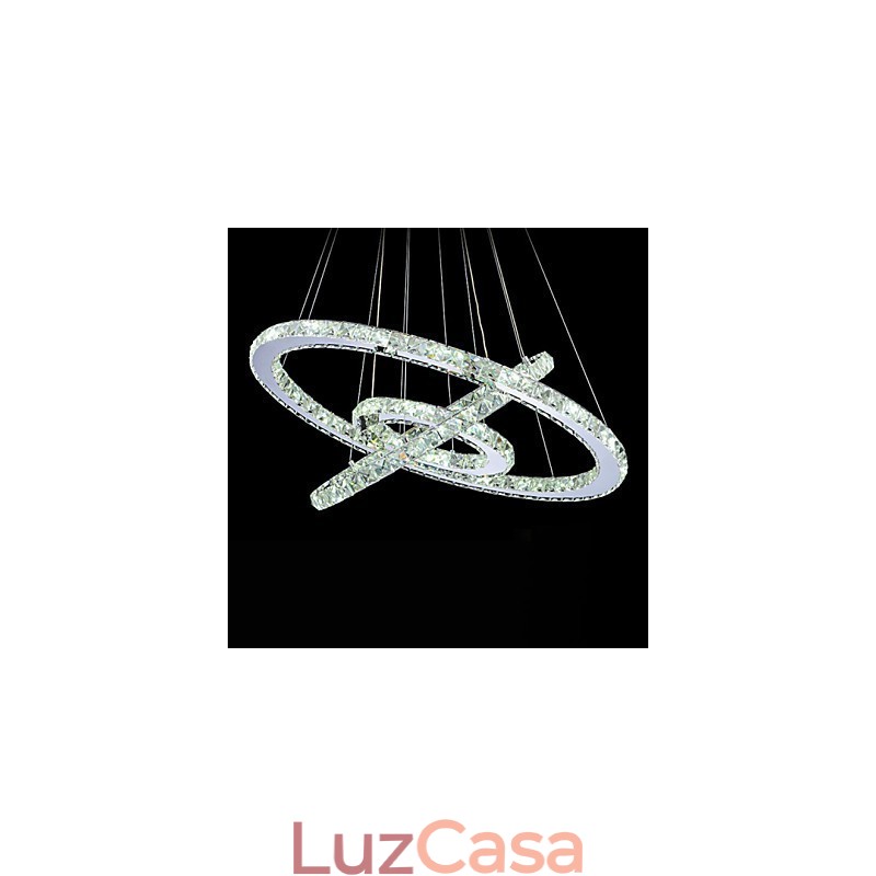 Luminária pendente de cristal regulável, lustre circular moderno, lâmpadas de iluminação, luminárias de teto redondas brancas frias com controle remoto