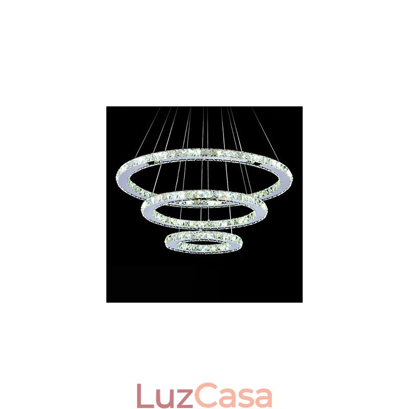 Luminária pendente de cristal regulável, lustre circular moderno, lâmpadas de iluminação, luminárias de teto redondas brancas frias com controle remoto