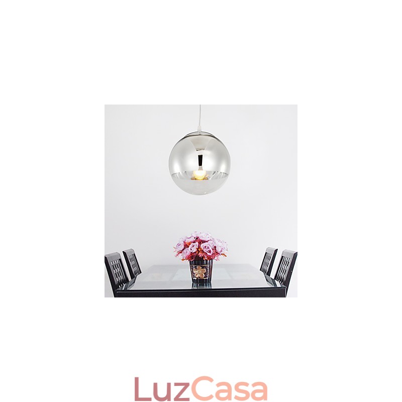 Luminária pendente com 1 luz em formato de bola