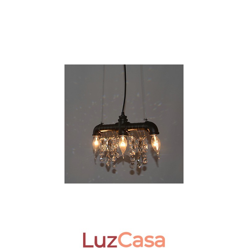 Pendente criativo de 3 luzes em estilo norte-americano com design de tubo