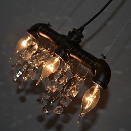 Pendente criativo de 3 luzes em estilo norte-americano com design de tubo
