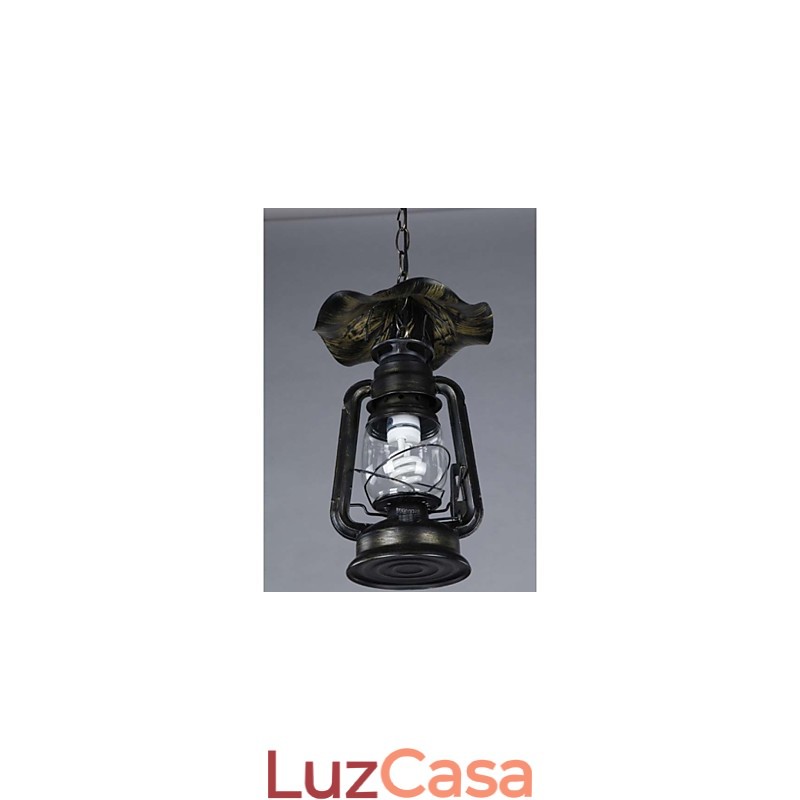 Luminária pendente de lanterna de latão vintage com 1 luz