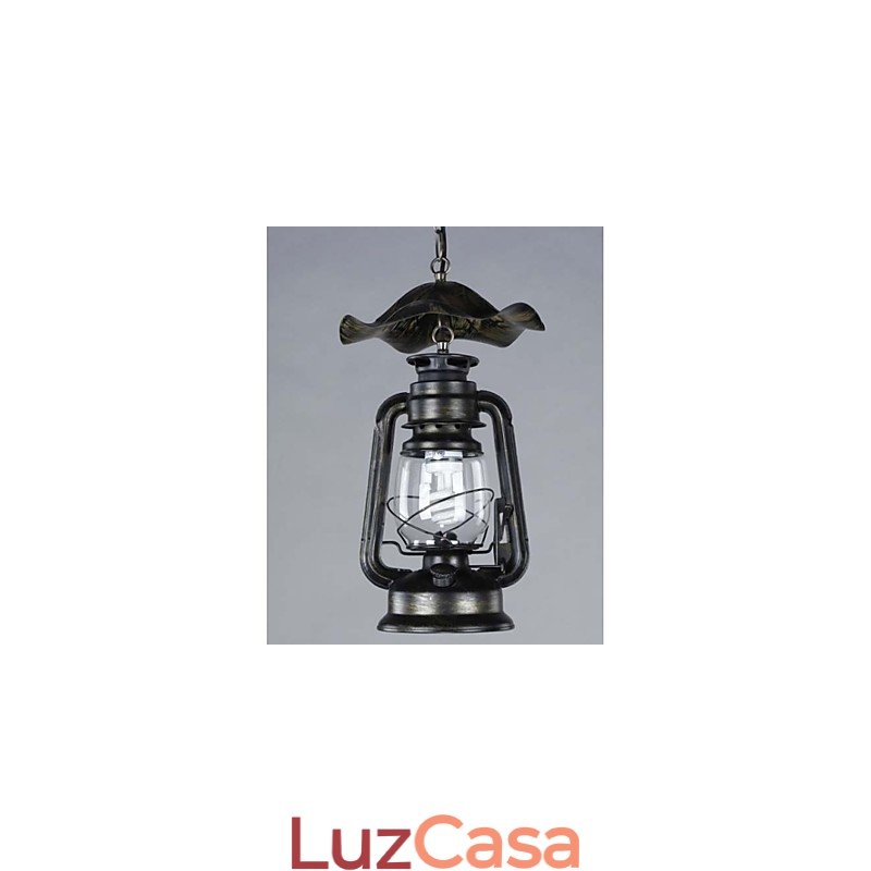 Luminária pendente de lanterna de latão vintage com 1 luz