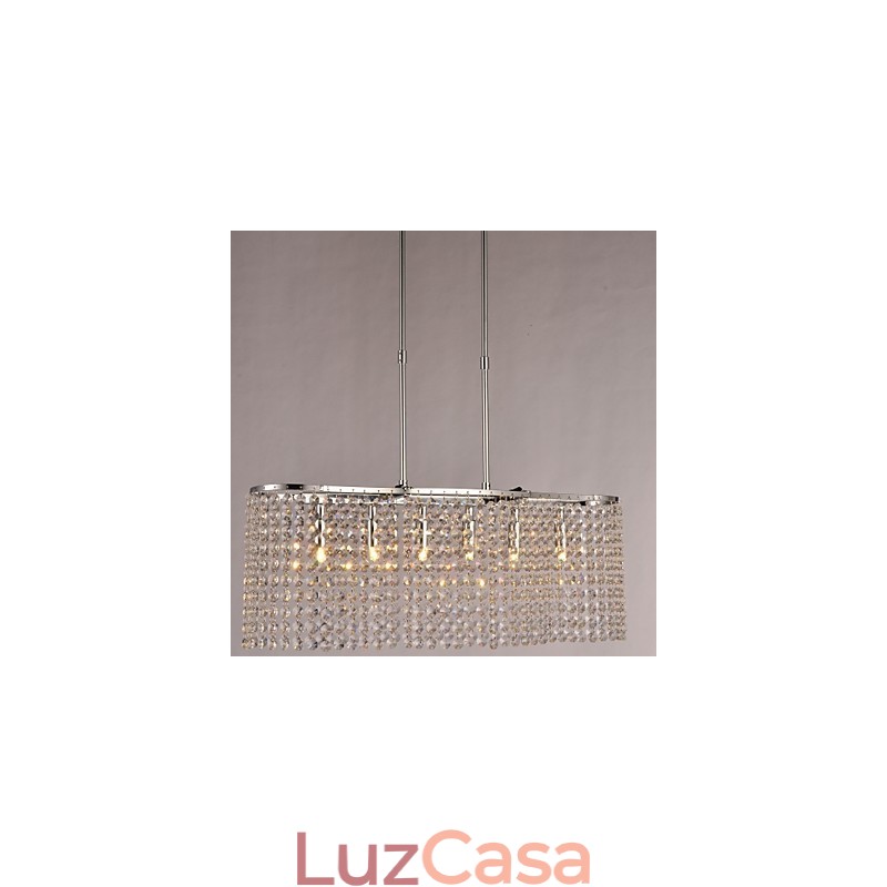 Luminária pendente moderna contemporânea de cristal galvanizado