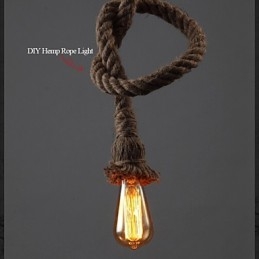 1 Luz DIY Arte Corda de Cânhamo Luz Criativa Corda de Cânhamo Lustre Longo 100cm Enviar 1 Lâmpada