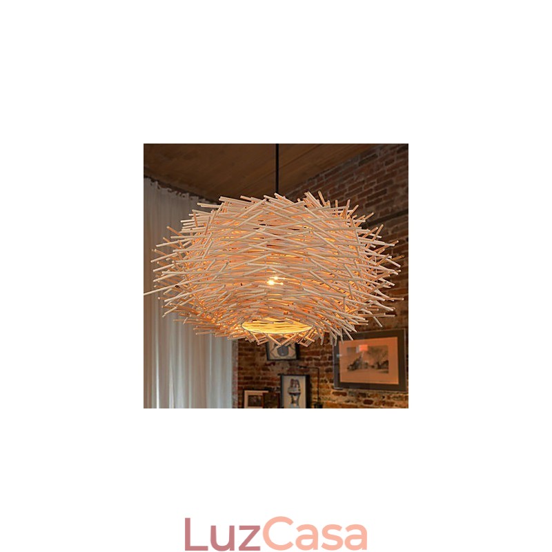 Lustre Mini Estilo Lanterna Madeira Bambu