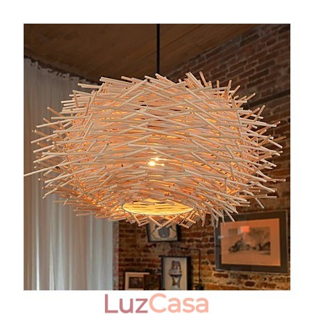 Lustre Mini Estilo Lanterna Madeira Bambu