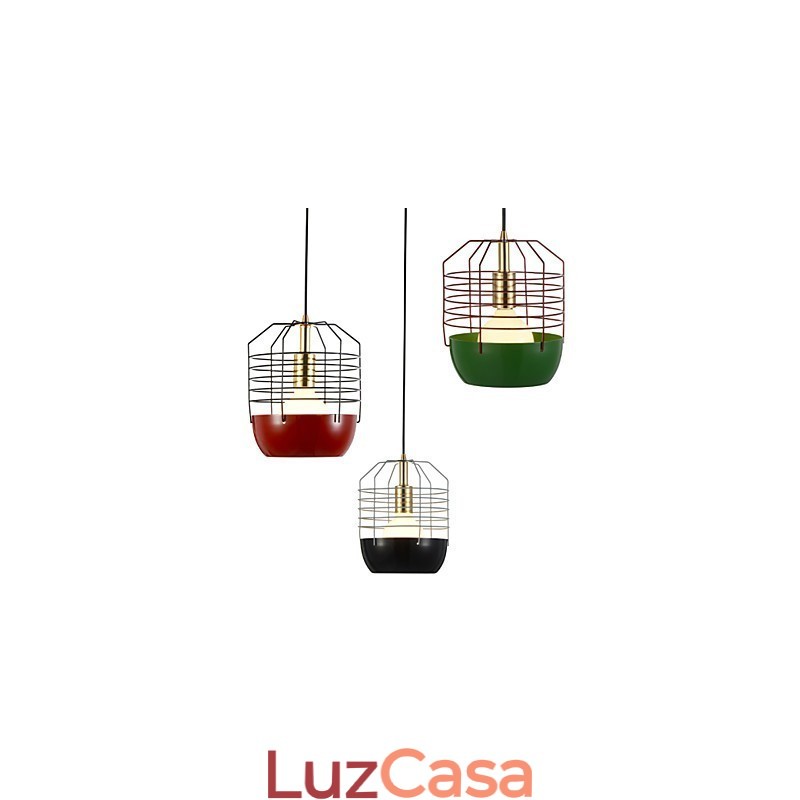 Mini Luminária Pendente Artística Teia de Aranha 1 Luz Acabamento Mordern Simplicity Preto Branco Verde Vermelho Aço Carbono Droplight