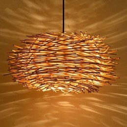 Lustre Mini Estilo Lanterna Madeira Bambu