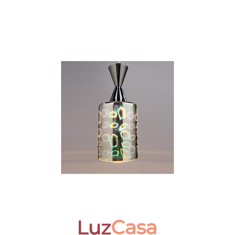 Luminária pendente cromada com gravação a laser Dream