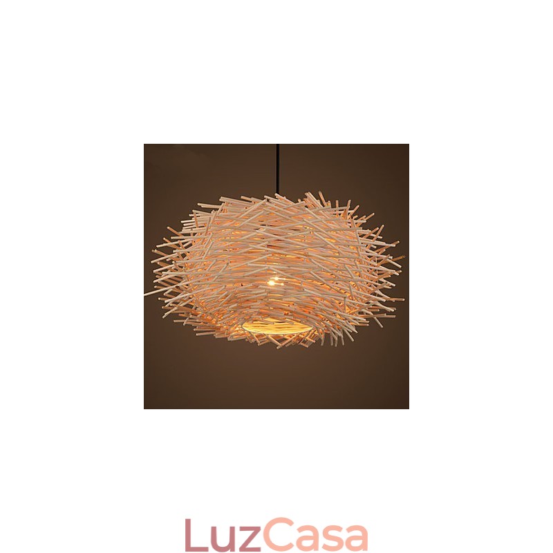 Lustre Mini Estilo Lanterna Madeira Bambu