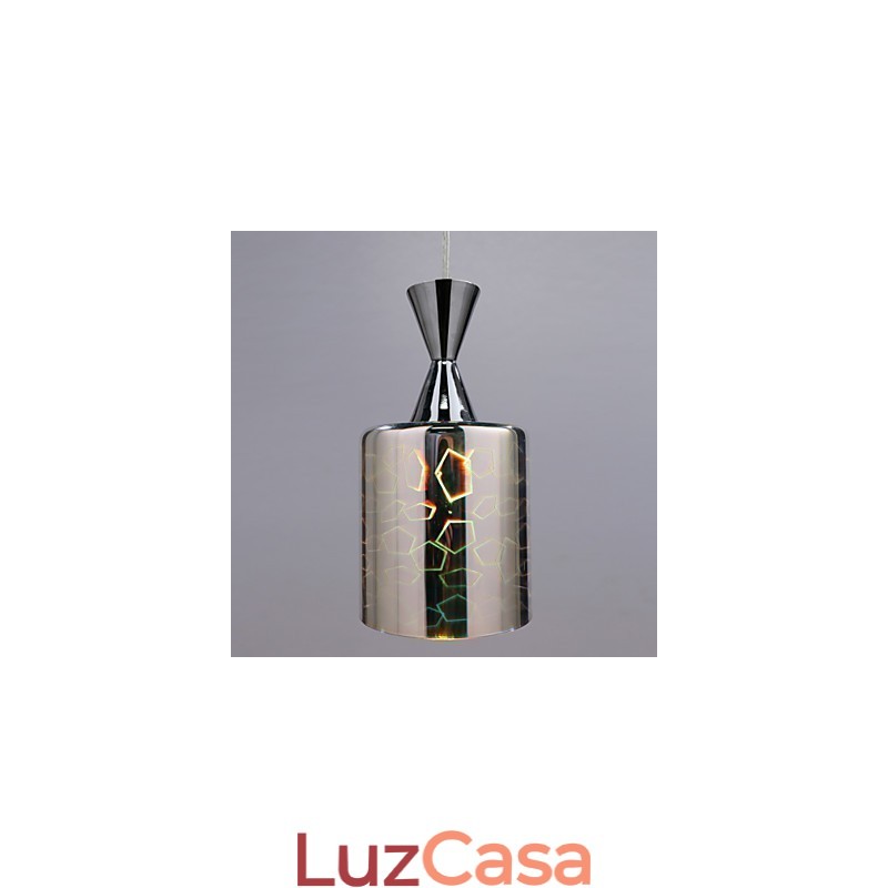 Luminária pendente cromada com gravação a laser Dream