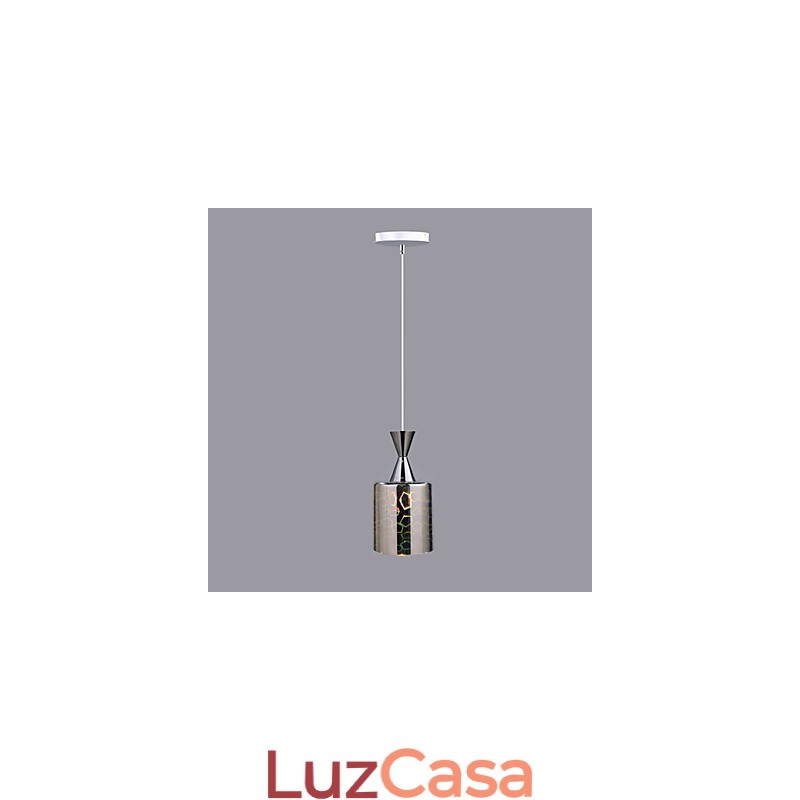 Luminária pendente cromada com gravação a laser Dream