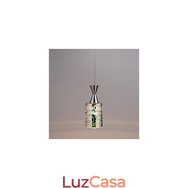 Luminária pendente cromada com gravação a laser Dream