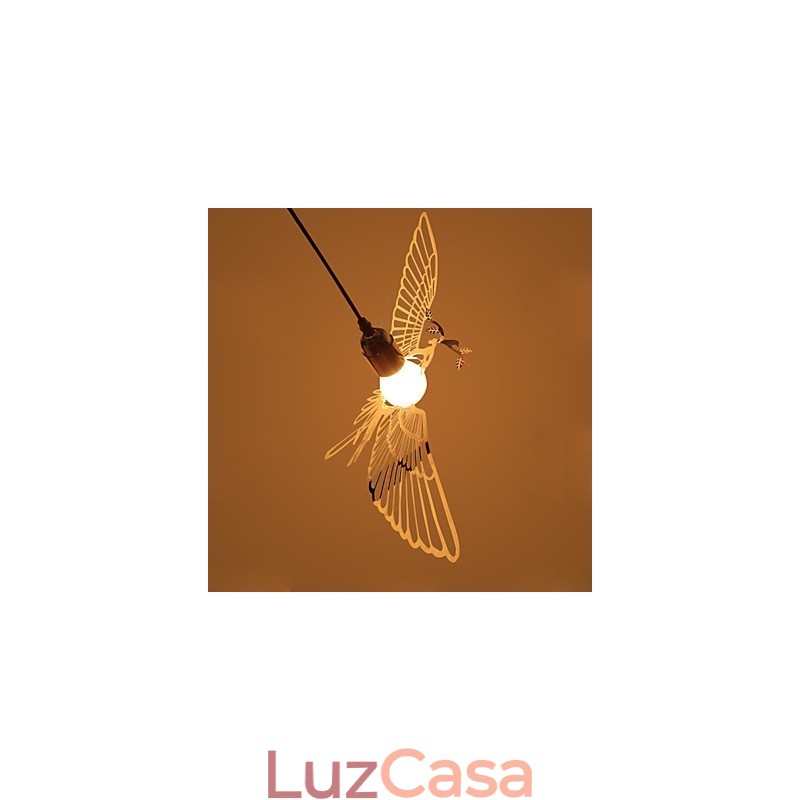 Decoração criativa de moda moderna em aço inoxidável para pássaros, lâmpada droplight