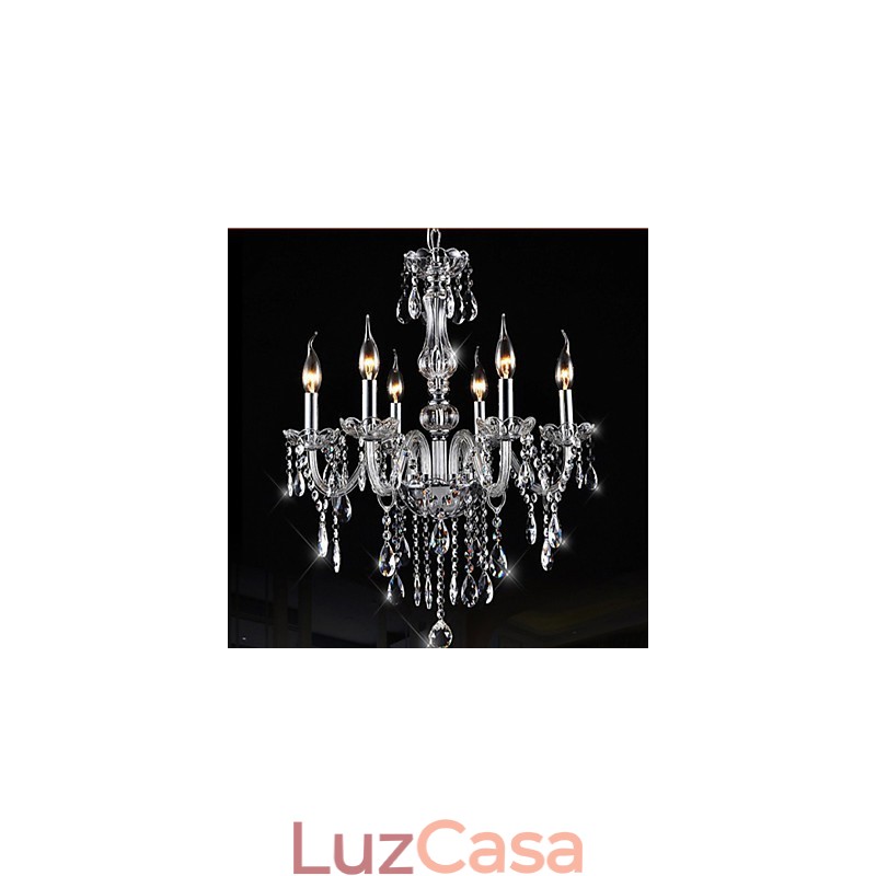 6 braços vintage luxo iluminação k9 lustre de cristal teto pingente luz