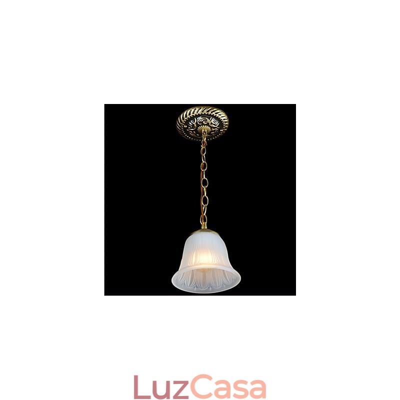 Luminária pendente de bronze com padrão de vidro, abajur europeu retrô clássico