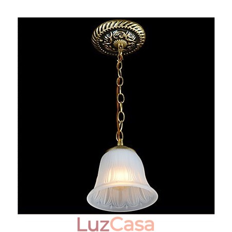 Luminária pendente de bronze com padrão de vidro, abajur europeu retrô clássico Luminária pendente de bronze com padrão de vidro, abajur europeu retrô clássico