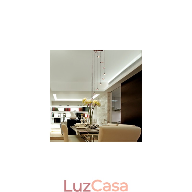 Luminária pendente moderna contemporânea de cristal estilo mini cromado em metal