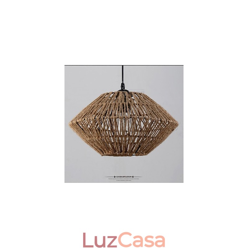 Luminária pendente vintage feita de corda com uma luz