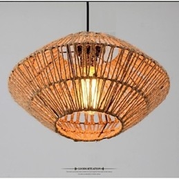 Luminária pendente vintage feita de corda com uma luz