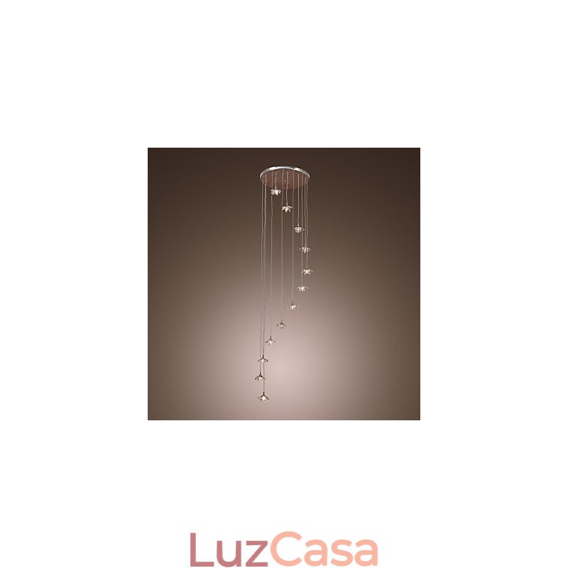 Luminária pendente moderna contemporânea de cristal estilo mini cromado em metal