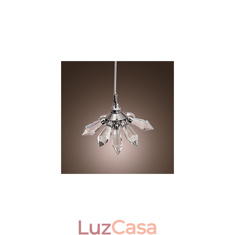Luminária pendente moderna contemporânea de cristal estilo mini cromado em metal