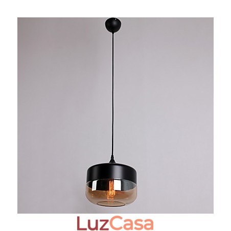 Retro chapeamento de vidro 1 luz pintura pendente