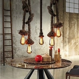 1 Luz DIY Arte Corda de Cânhamo Luz Criativa Corda de Cânhamo Lustre Longo 100cm Enviar 1 Lâmpada