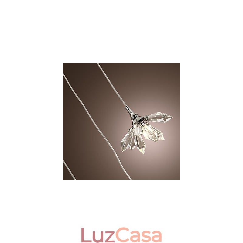 Luminária pendente moderna contemporânea de cristal estilo mini cromado em metal