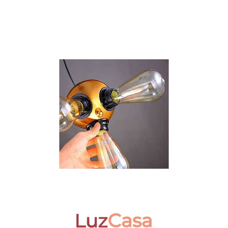 Lâmpada de luz suspensa de três pés com cabeça de cobre industrial americana