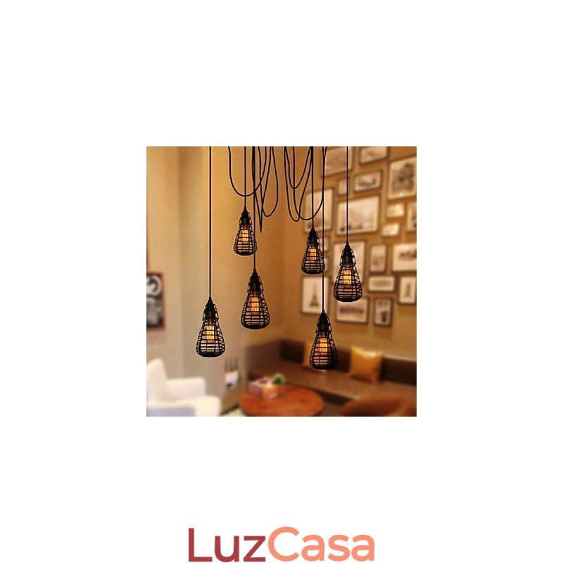 American Industrial Creative Restaurando Maneiras Antigas Gaiola de Ferro Forjado Lâmpada Droplight de Cabeça Única