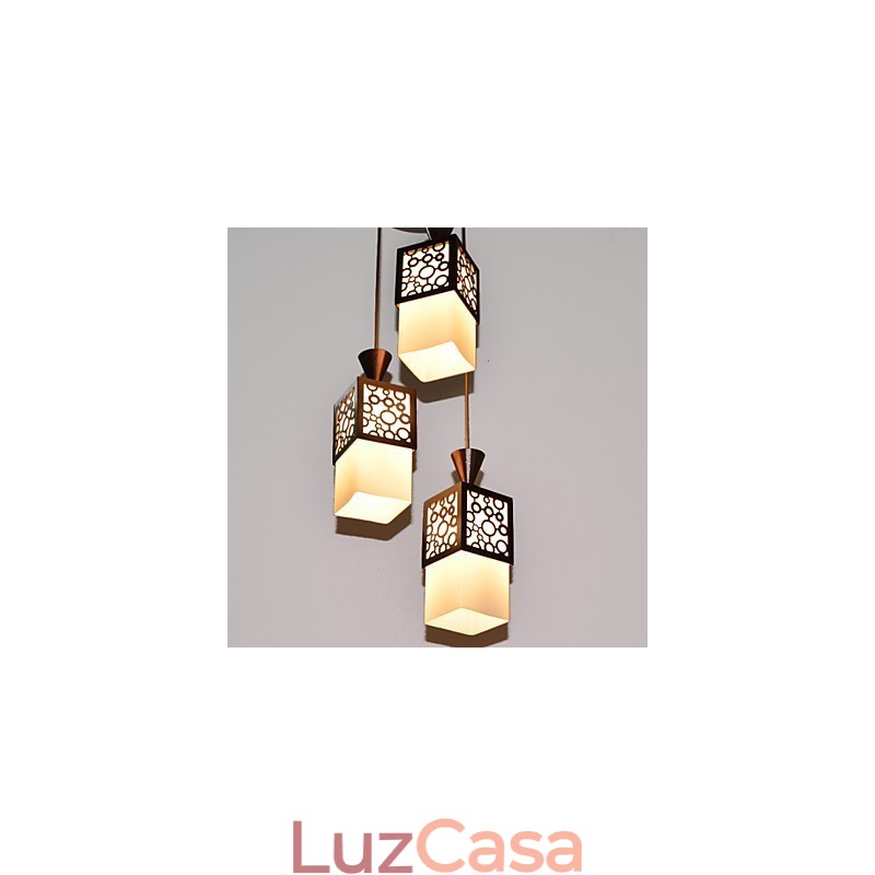 Lâmpada de luz suspensa American Country Woodiness