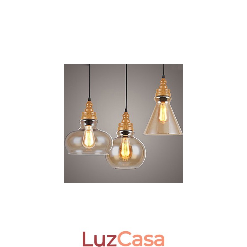 Lâmpada de cristal com grãos de madeira criativa norte-americana, restaurando antigas formas de luz