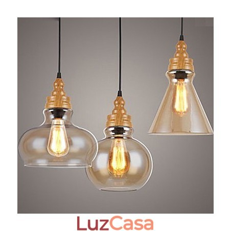 Lâmpada de cristal com grãos de madeira criativa norte-americana, restaurando antigas formas de luz Lâmpada de cristal com grãos de madeira criativa norte-americana, restaurando antigas formas de luz