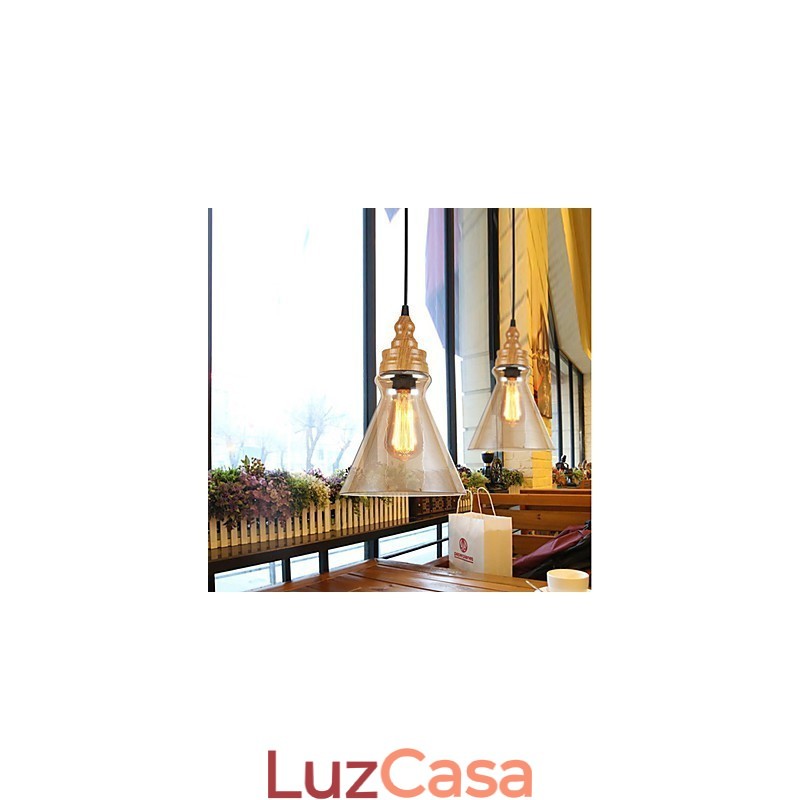 Lâmpada de cristal com grãos de madeira criativa norte-americana, restaurando antigas formas de luz