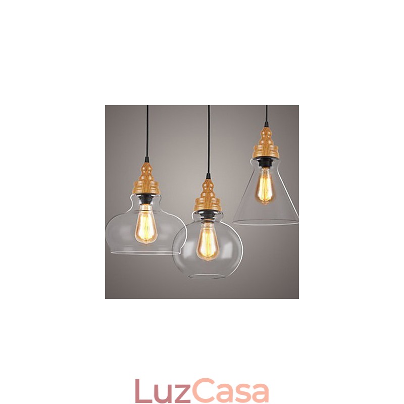 Lâmpada de cristal com grãos de madeira criativa norte-americana, restaurando antigas formas de luz