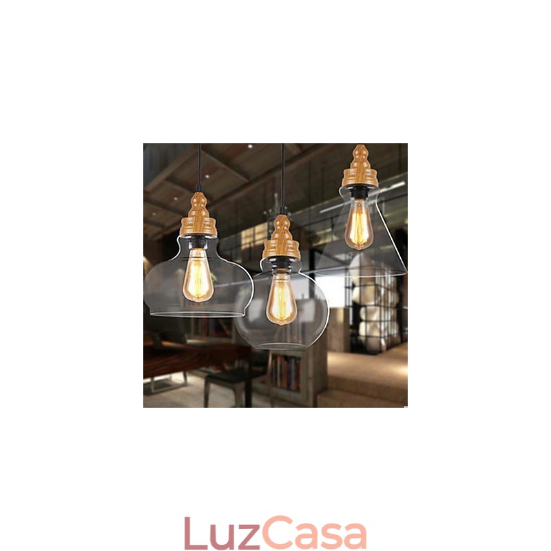 Lâmpada de cristal com grãos de madeira criativa norte-americana, restaurando antigas formas de luz