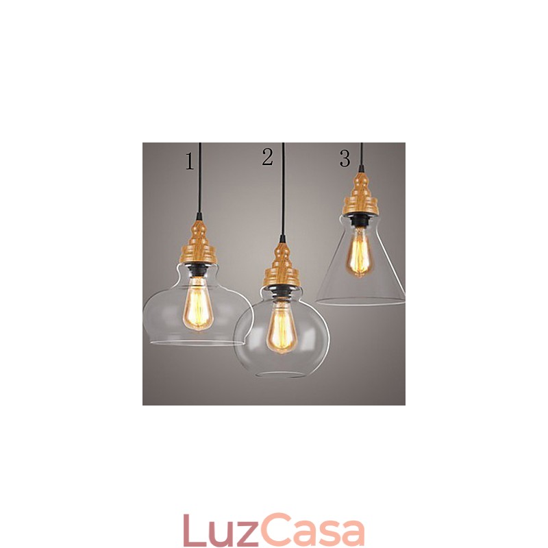 Lâmpada de cristal com grãos de madeira criativa norte-americana, restaurando antigas formas de luz
