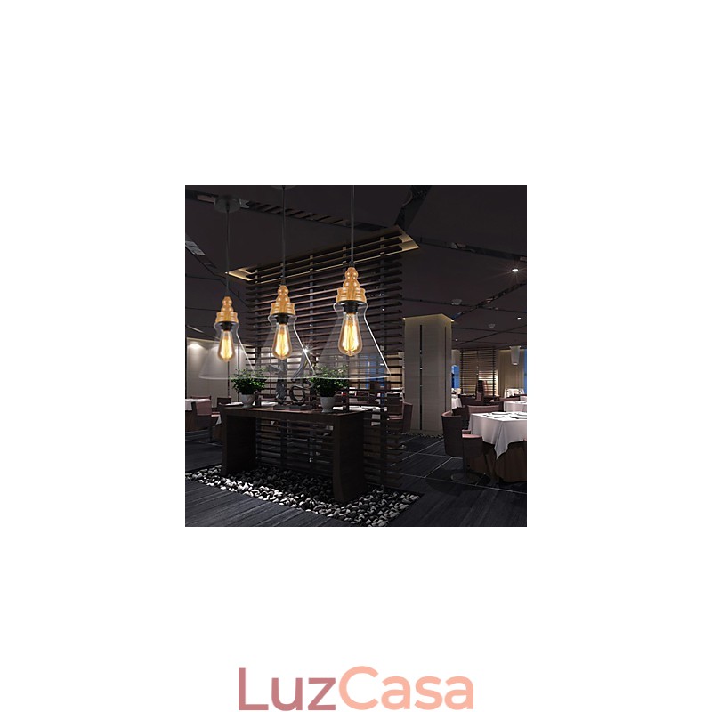 Lâmpada de cristal com grãos de madeira criativa norte-americana, restaurando antigas formas de luz