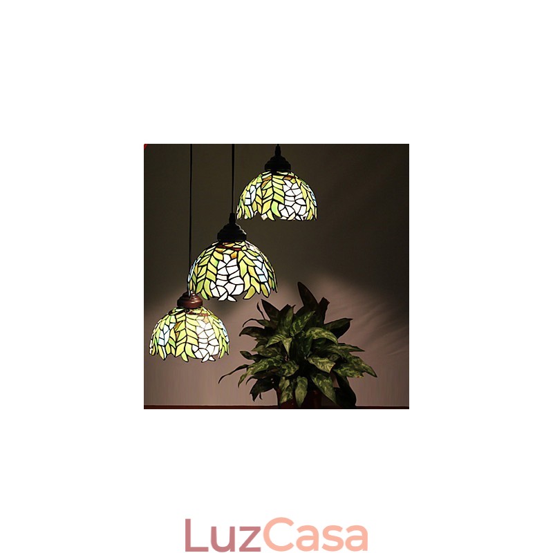 Lustre de vidro colorido de artes criativas rurais europeias que restauram formas antigas de luz de lâmpada