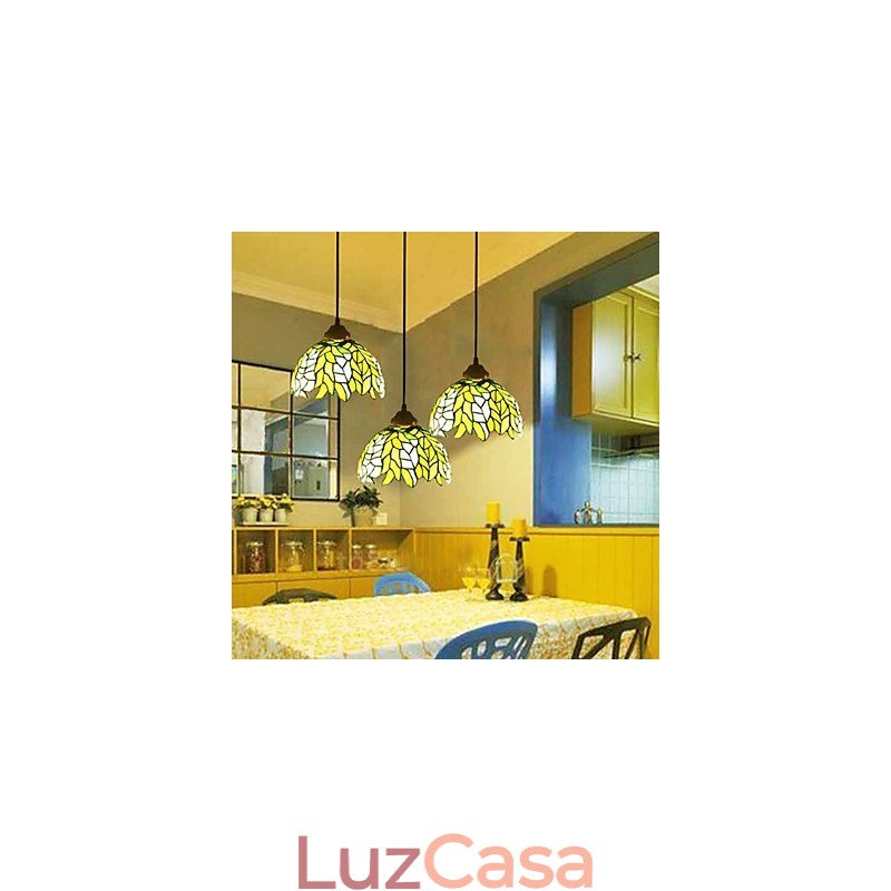 Lustre de vidro colorido de artes criativas rurais europeias que restauram formas antigas de luz de lâmpada